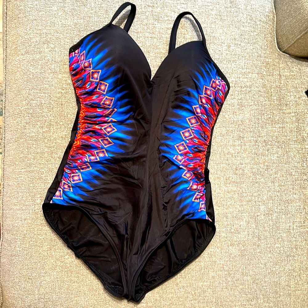 Miraclesuit Temptress Black One Piece Slimming Swimsuit Size 12
